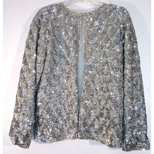 Women's  Silver Sequin Cardigan  - Medium 38" bust  Glamour Hollywood